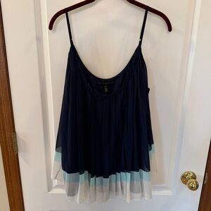 White House Black Market NWT! XL Navy Pleated Coloblock Cami $69 Tags